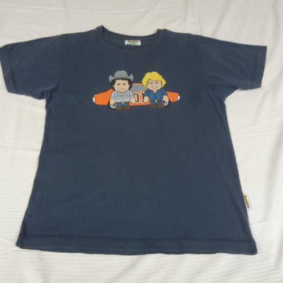 VINTAGE TOONSTAR DUKES OF HAZZARD BO LUKE BY CAR BLUE MEDIUM (SHORT) SHIRT L226 - Picture 3 of 5
